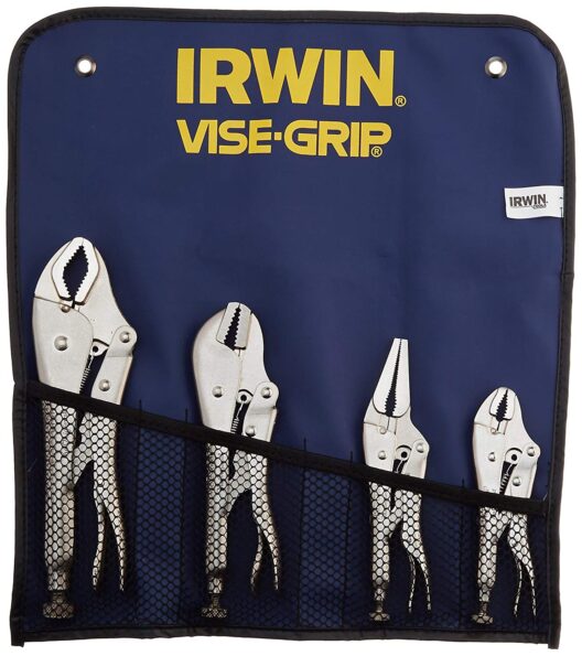 Irwin Vise-Grip T71 4 Piece Original Curved, Straight and Long Nose Locking Pliers Set in Kit Bag