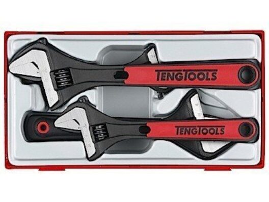 Teng TTADJ04 4 Pce Adjustable spanner/Wrench Set 6", 8", 10" & 8" Wide Jaw In Tool Box Tray
