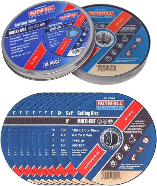 Faithfull FAI11510MUL Multi-Purpose Cutting Discs in Tin 115 x 1.0 x 22.23mm