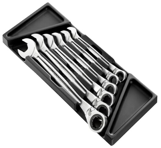 Facom MOD.467BXL 6 Piece Metric Ratchet Combination Spanner Set Supplied in Plastic Module Tray 21-32mm