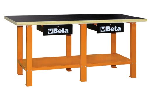 Beta C56W 'Orange' 2 Metre Wooden Top Workbench With Two Drawers