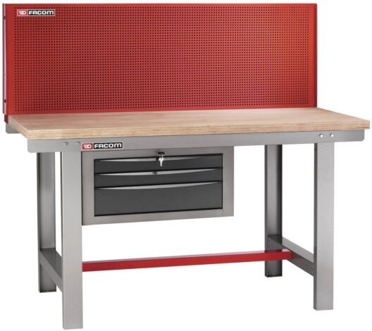 Facom 2245.PVAT3 1.5 Metre Wooden Top Workbench With Perforated Panel