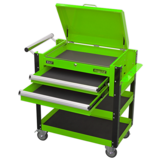 Sealey AP760MHV Heavy-Duty Mobile Tool &amp; Parts Trolley 2 Drawers &amp; Lockable Top - Green