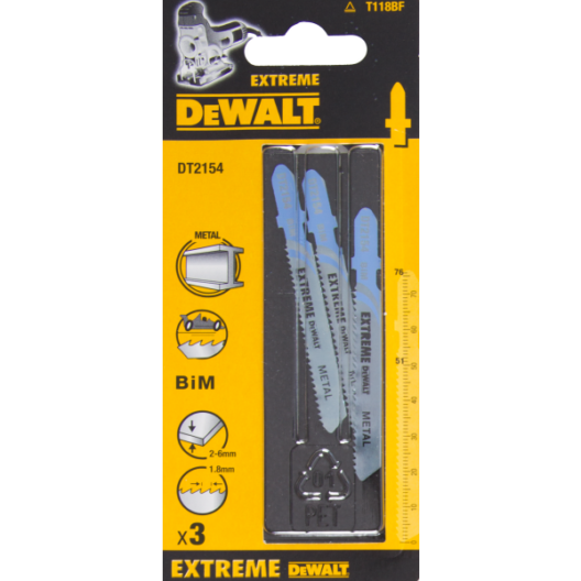 Dewalt DT2154 EXTREME T Shank Metal Cutting Jigsaw Blades (Pack of 3)
