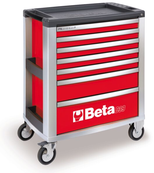 Beta C39/7 7 Drawer Aluminium Alloy Mobile Roller Cabinet In Red