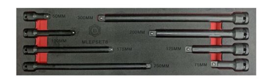 Britool Hallmark MLEPSET8 8 Piece 3/8" &amp; 1/2" Drive Impact Extension Bar Set 50-300mm