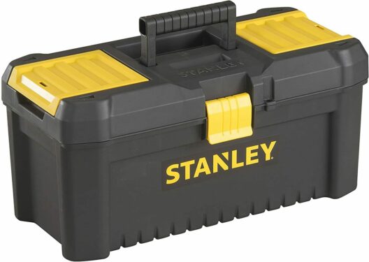 Stanley STST1-75514 Essential 12.5" Toolbox with Organiser Top, Plastic Latch. Tool Box