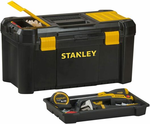 Stanley STST1-75520 Essential 19" Toolbox with Organiser Top, Plastic Latches. Tool Box