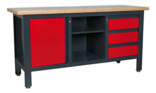 Sealey AP1905B Workstation with 3 Drawers, 1 Cupboard &amp; Open Storage