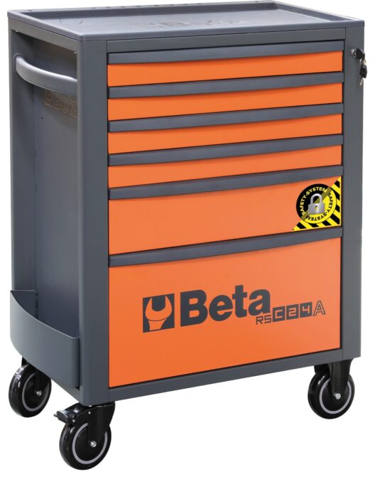 Beta RSC24A/6-O 6 Drawer Mobile Roller Cabinet With Anti-Tilt System - Orange