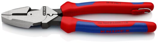 Knipex 09 12 240 T Lineman's Pliers American Style with Slim Multi-Component Grip Tethered - 240mm
