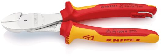 Knipex 74 06 200 T Tethered VDE High Leverage Diagonal Side Cutter Pliers 200mm