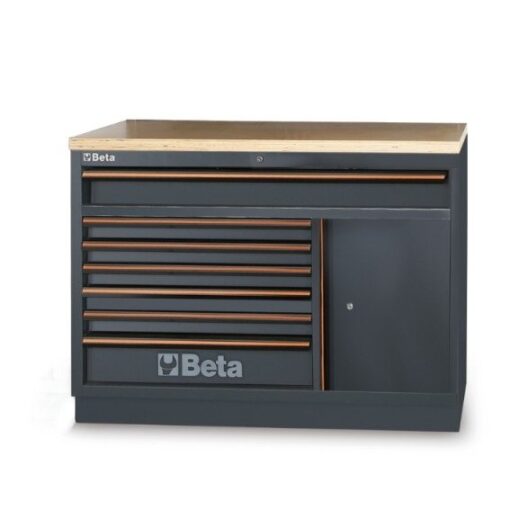 Beta C45PRO M7A/W 7 Drawer Multi-Ply Wood Worktop Fixed Cabinet